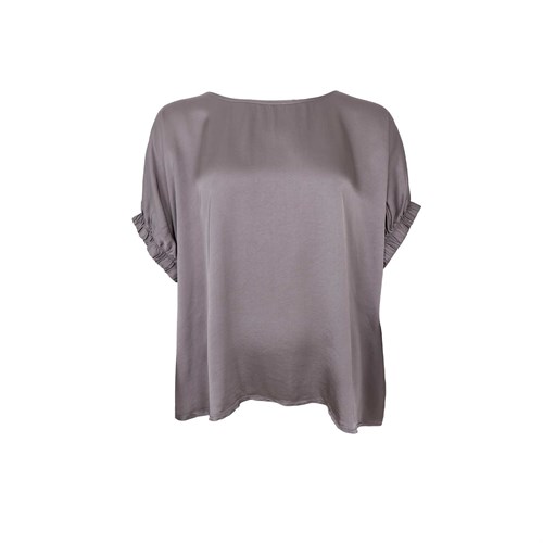 BC Mabel Bluse med kort ærme, Satin, Gråbrun, Onesize